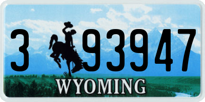 WY license plate 393947