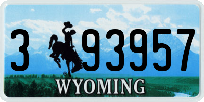 WY license plate 393957