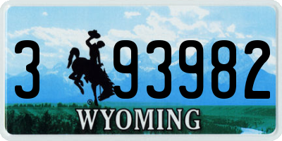 WY license plate 393982