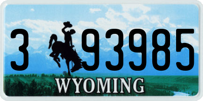 WY license plate 393985