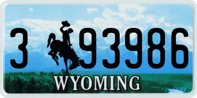 WY license plate 393986