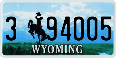 WY license plate 394005