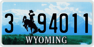 WY license plate 394011