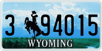 WY license plate 394015