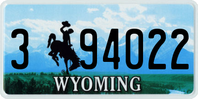 WY license plate 394022
