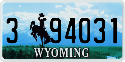 WY license plate 394031