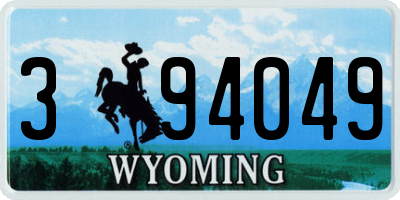 WY license plate 394049