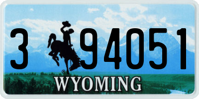 WY license plate 394051