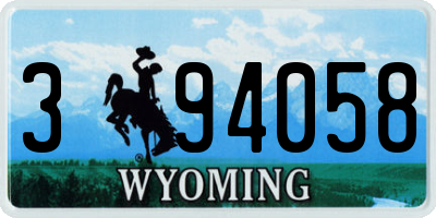 WY license plate 394058