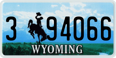 WY license plate 394066
