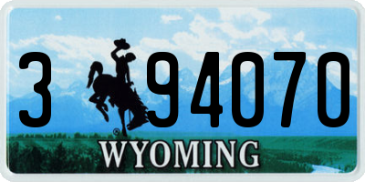 WY license plate 394070