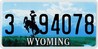 WY license plate 394078