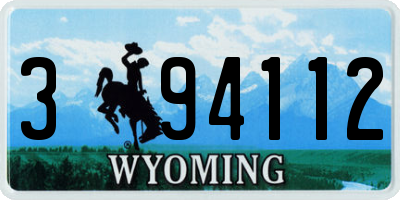 WY license plate 394112