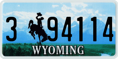 WY license plate 394114
