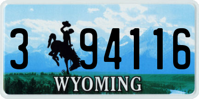 WY license plate 394116
