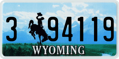 WY license plate 394119
