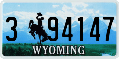 WY license plate 394147