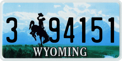 WY license plate 394151