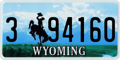 WY license plate 394160