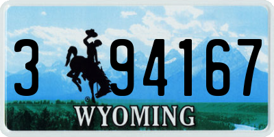 WY license plate 394167