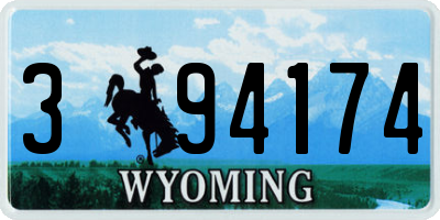 WY license plate 394174