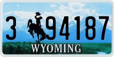 WY license plate 394187