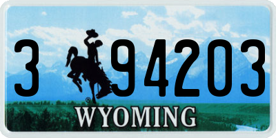 WY license plate 394203