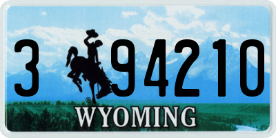 WY license plate 394210