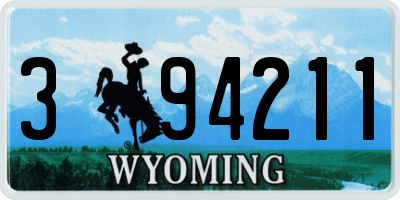 WY license plate 394211