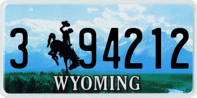 WY license plate 394212