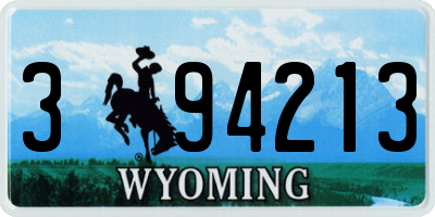 WY license plate 394213