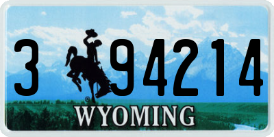 WY license plate 394214