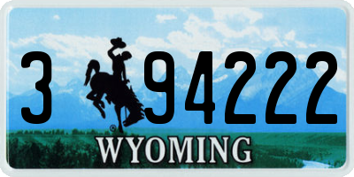 WY license plate 394222