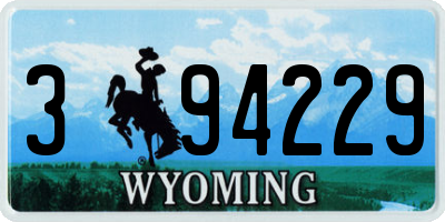 WY license plate 394229