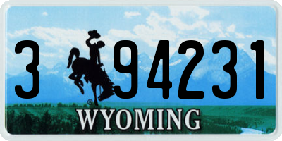 WY license plate 394231