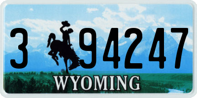 WY license plate 394247