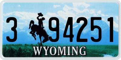 WY license plate 394251