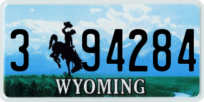 WY license plate 394284