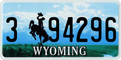 WY license plate 394296