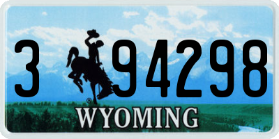 WY license plate 394298