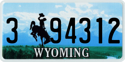 WY license plate 394312