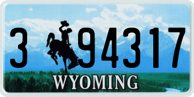 WY license plate 394317