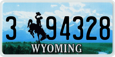 WY license plate 394328
