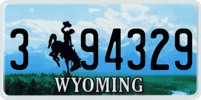 WY license plate 394329