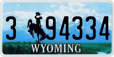 WY license plate 394334