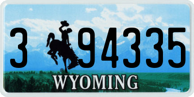 WY license plate 394335