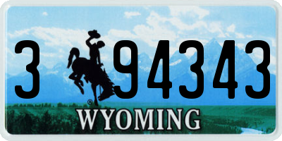 WY license plate 394343