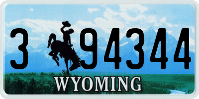 WY license plate 394344