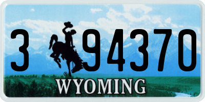 WY license plate 394370