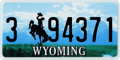 WY license plate 394371